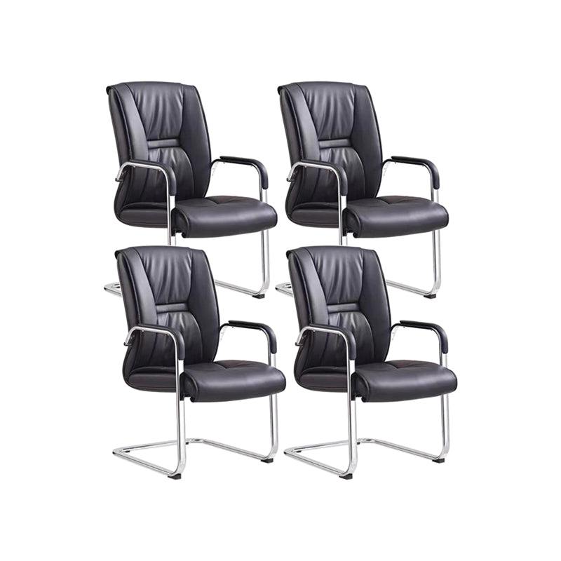 Silver Metal Modern Conference Chair High Back Leather Conference Chair
