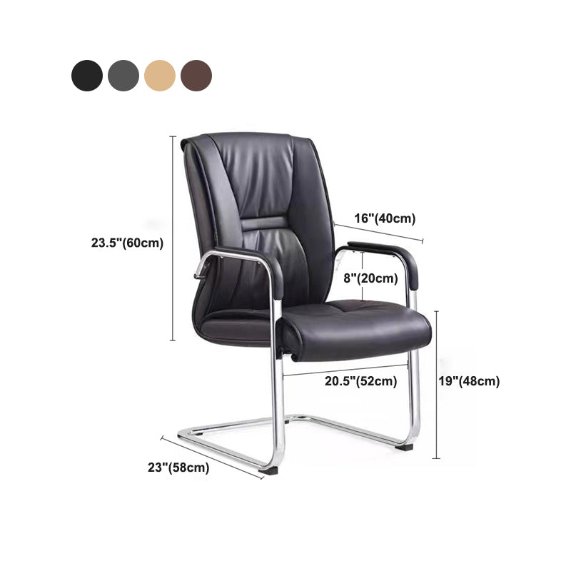 Silver Metal Modern Conference Chair High Back Leather Conference Chair