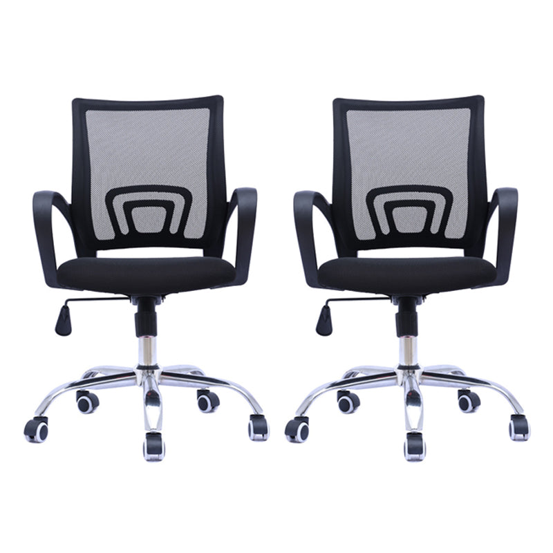 Mid Back Mesh Desk Chair Ergonomic Fixed Arms Chair with Wheels