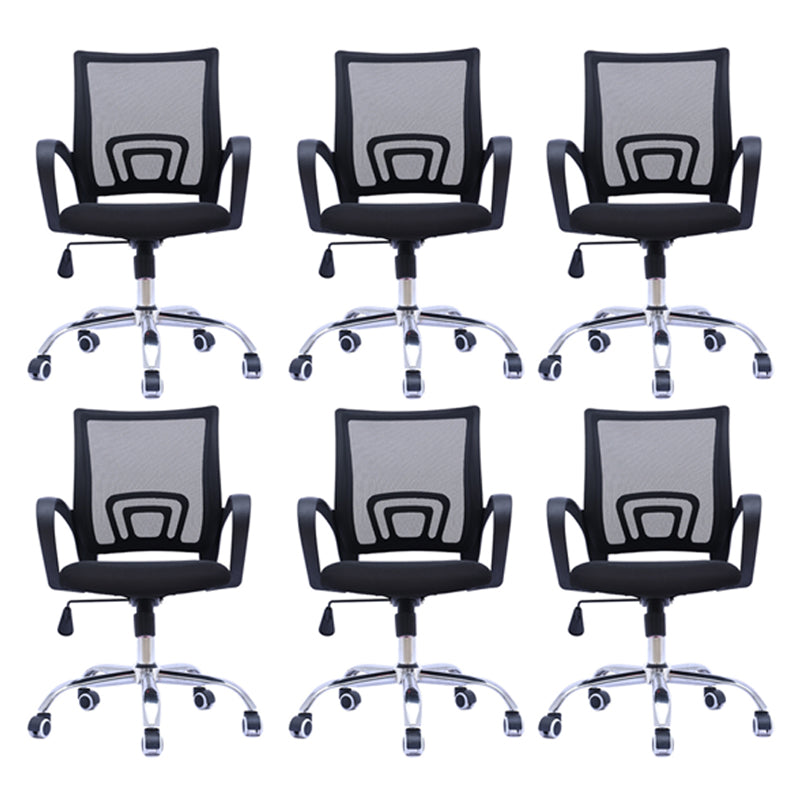 Mid Back Mesh Desk Chair Ergonomic Fixed Arms Chair with Wheels
