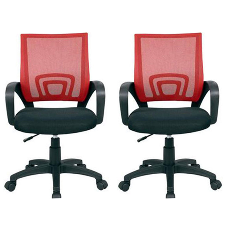 Mid Back Mesh Desk Chair Ergonomic Fixed Arms Chair with Wheels