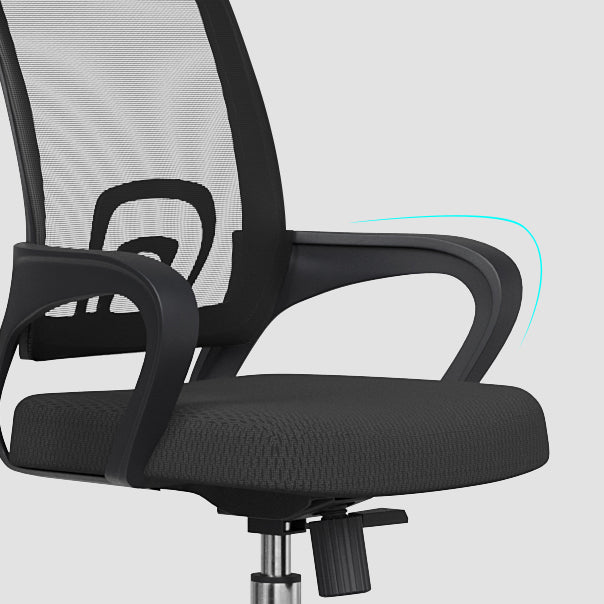 Mid Back Mesh Desk Chair Ergonomic Fixed Arms Chair with Wheels