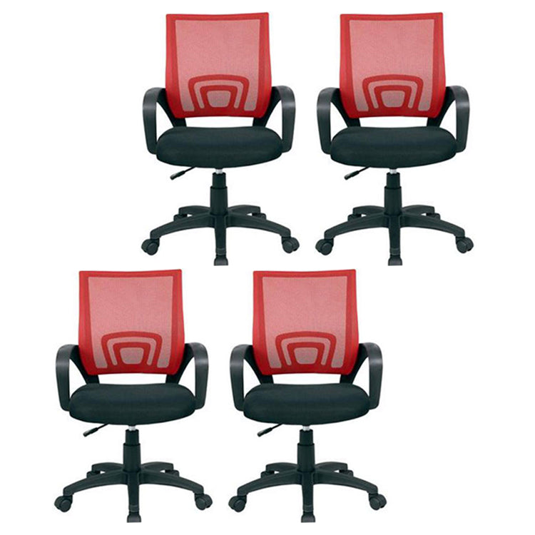 Mid Back Mesh Desk Chair Ergonomic Fixed Arms Chair with Wheels