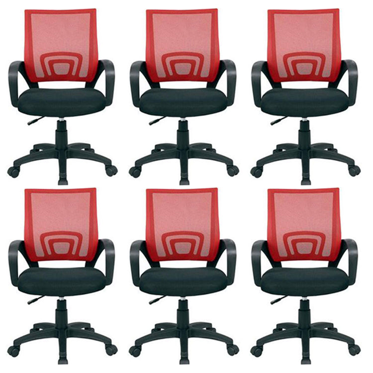 Mid Back Mesh Desk Chair Ergonomic Fixed Arms Chair with Wheels