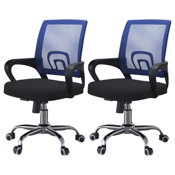 Mid Back Mesh Desk Chair Ergonomic Fixed Arms Chair with Wheels