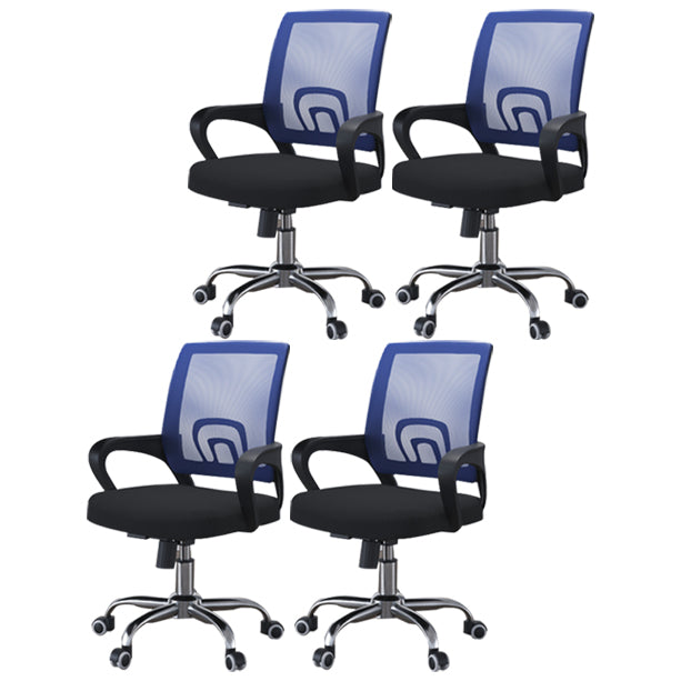 Mid Back Mesh Desk Chair Ergonomic Fixed Arms Chair with Wheels