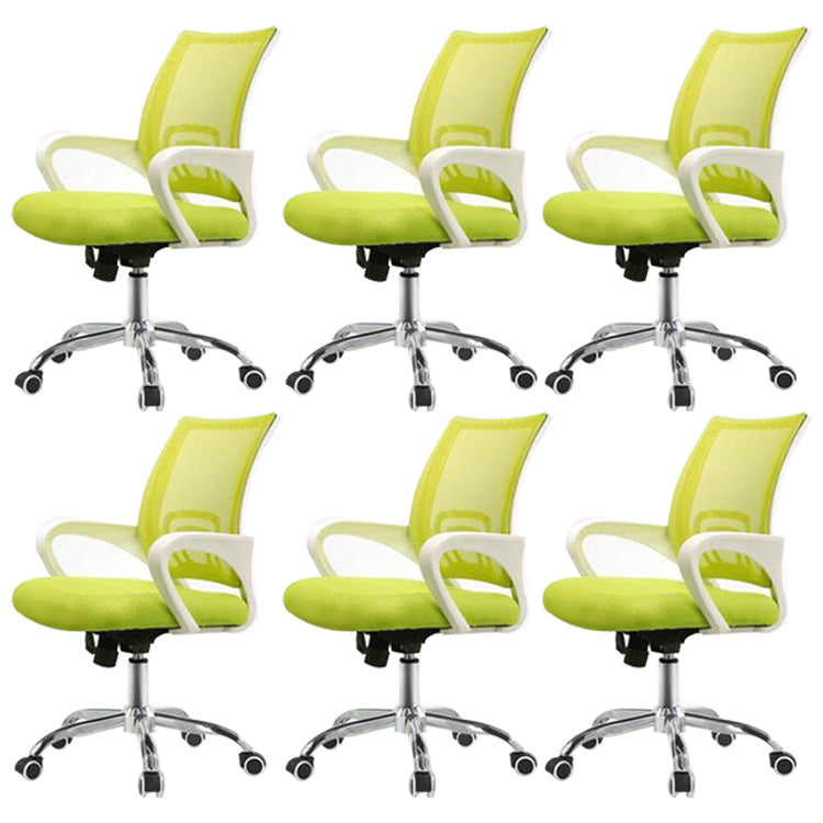 Mid Back Mesh Desk Chair Ergonomic Fixed Arms Chair with Wheels