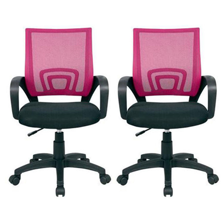Mid Back Mesh Desk Chair Ergonomic Fixed Arms Chair with Wheels