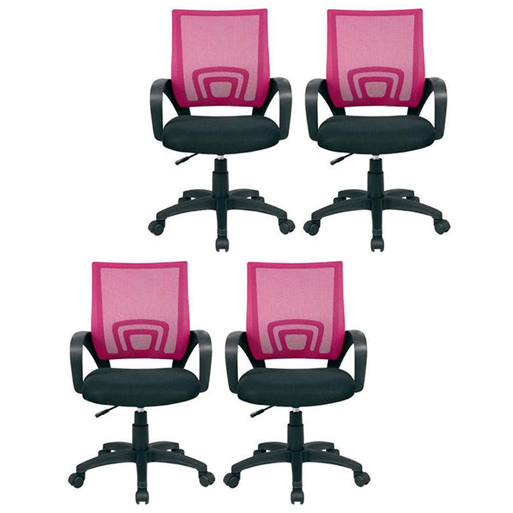 Mid Back Mesh Desk Chair Ergonomic Fixed Arms Chair with Wheels