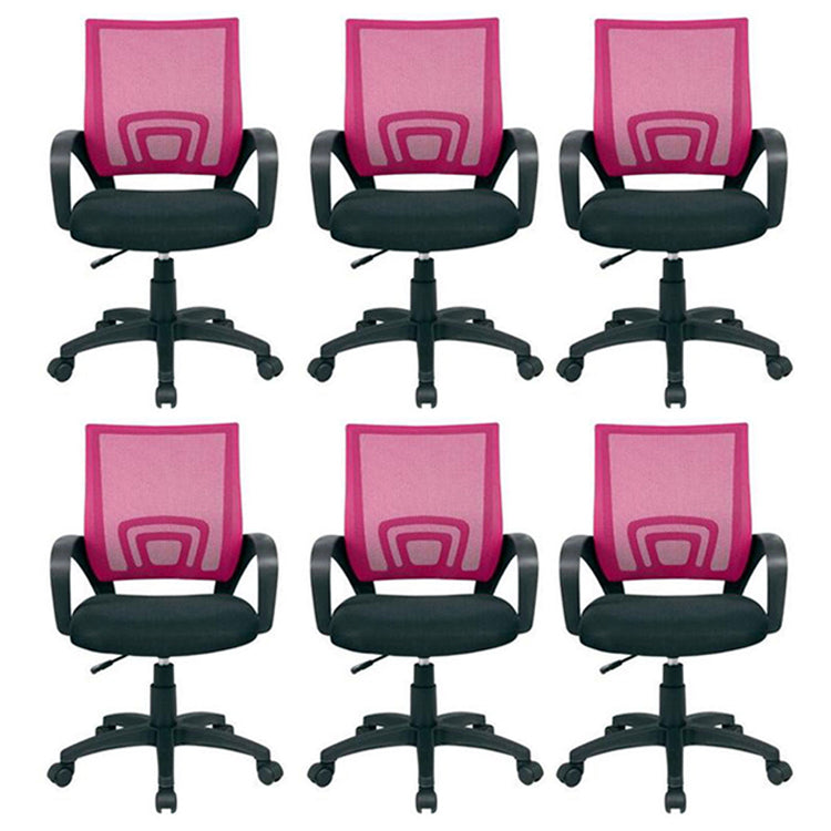 Mid Back Mesh Desk Chair Ergonomic Fixed Arms Chair with Wheels