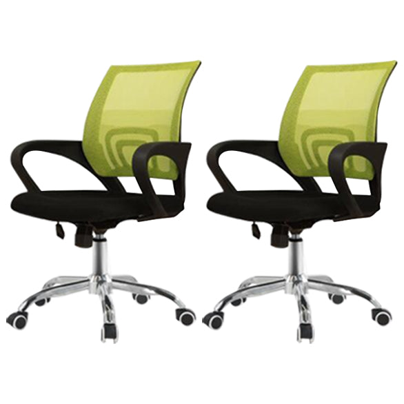 Mid Back Mesh Desk Chair Ergonomic Fixed Arms Chair with Wheels