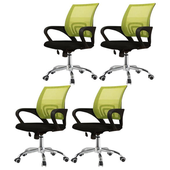 Mid Back Mesh Desk Chair Ergonomic Fixed Arms Chair with Wheels