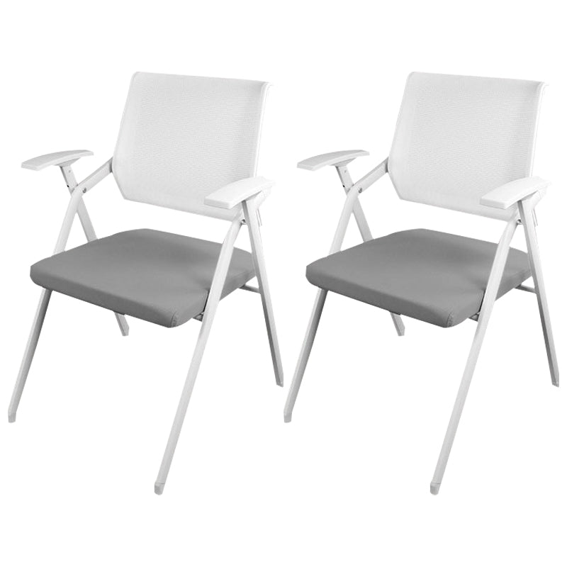 Mid Back Conference Chair with Arms White Metal Frame Modern Computer Office Chair