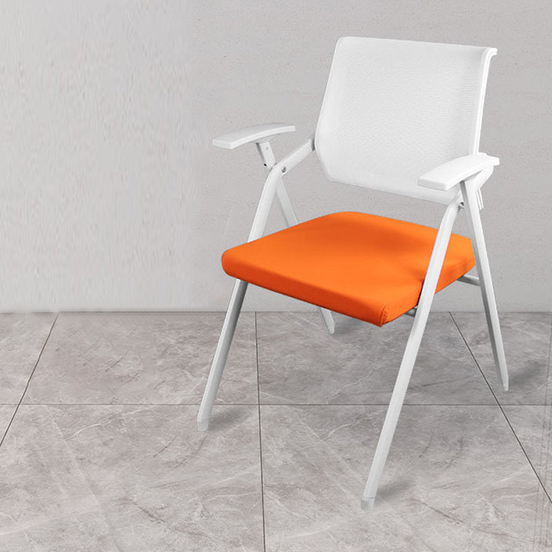Mid Back Conference Chair with Arms White Metal Frame Modern Computer Office Chair