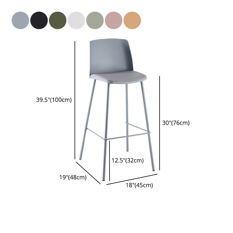 Nordic Bar-stool Plastic Counter Bar Stool with Metal Legs for Home