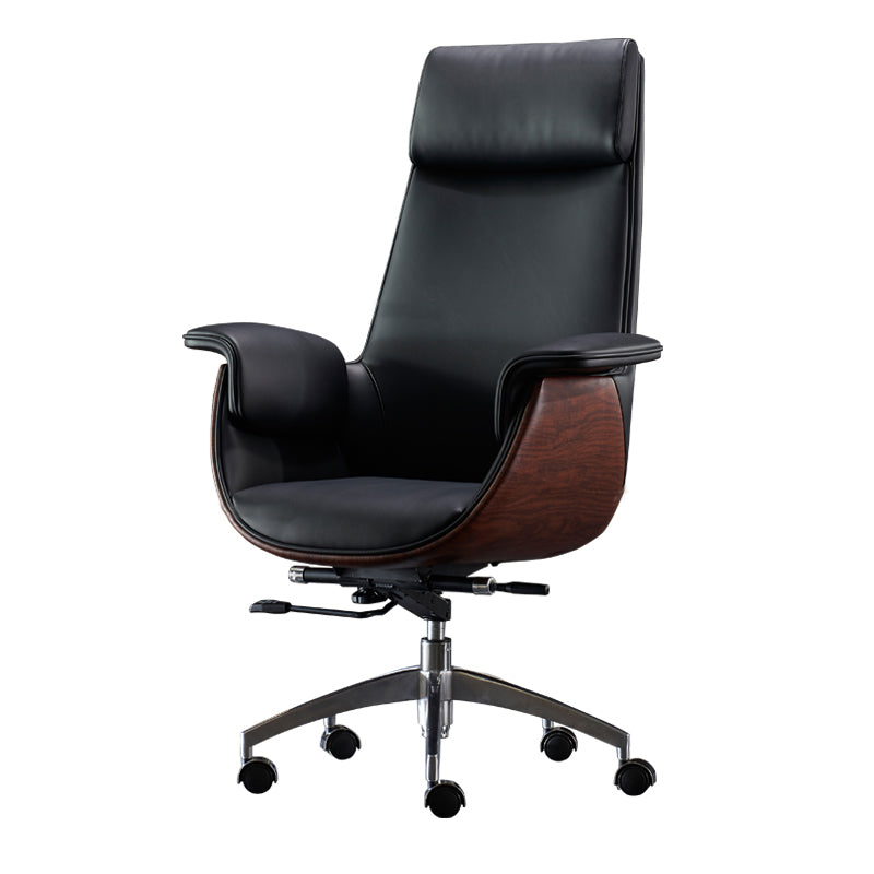Modern Leather Executive Chair Adjustable Tilt Mechanism Swivel Office Chair