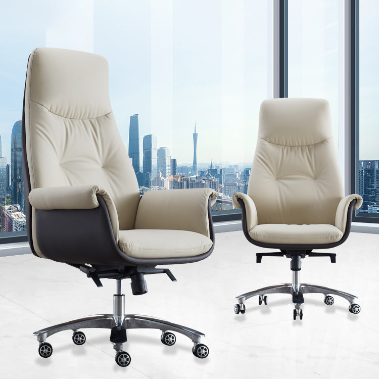 Modern Leather Executive Chair Adjustable Swivel Tilt Mechanism Office Chair