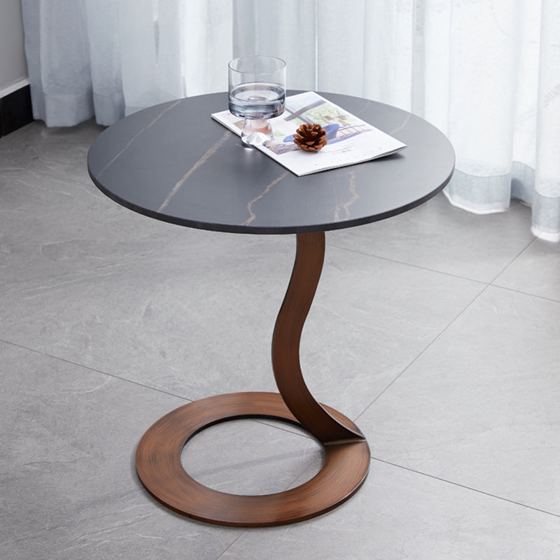 Metal Black Round Modern Block Side Table White Pedestal End Table
