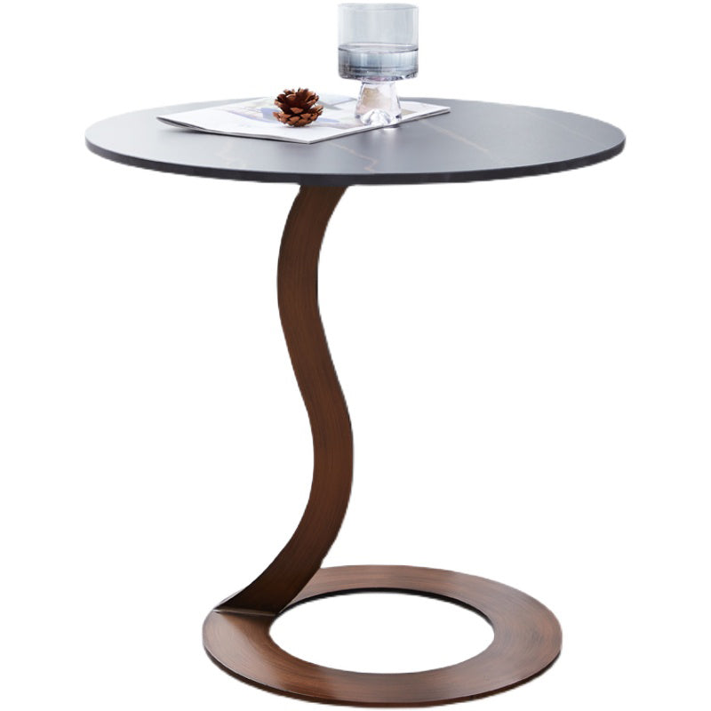 Metal Black Round Modern Block Side Table White Pedestal End Table