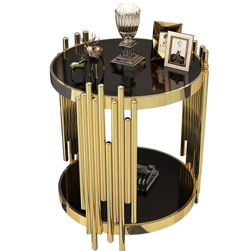 Contemporary Style Round Side End Table Metal Frame Side Table