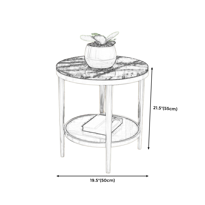 Contemporary Style Round Side End Table Metal Frame Side Table