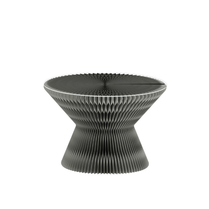 Contemporary Round Side Table, Antique Finish Top and Drum Base Side Table