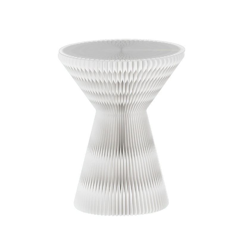 Contemporary Round Side Table, Antique Finish Top and Drum Base Side Table