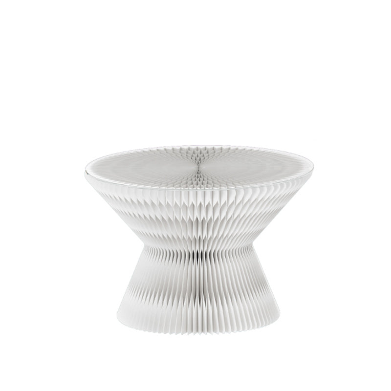 Contemporary Round Side Table, Antique Finish Top and Drum Base Side Table