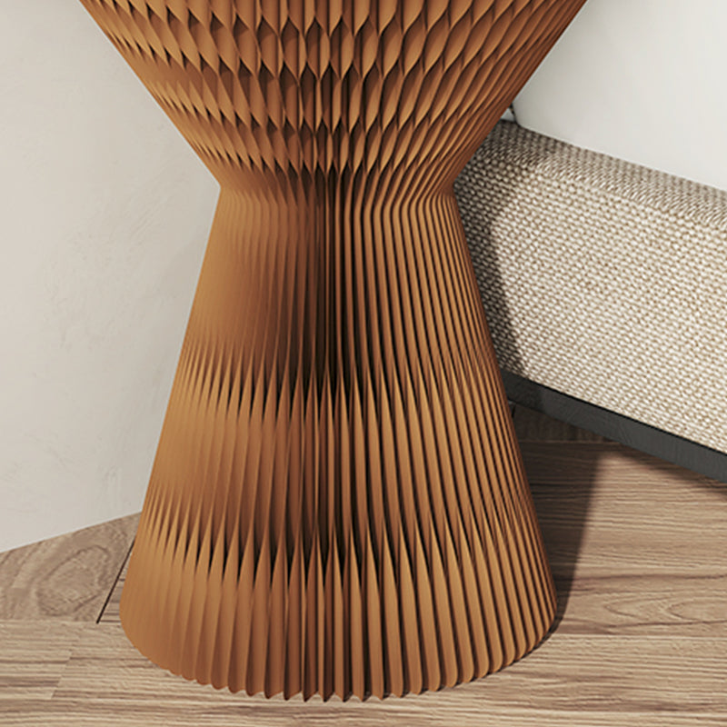 Contemporary Round Side Table, Antique Finish Top and Drum Base Side Table