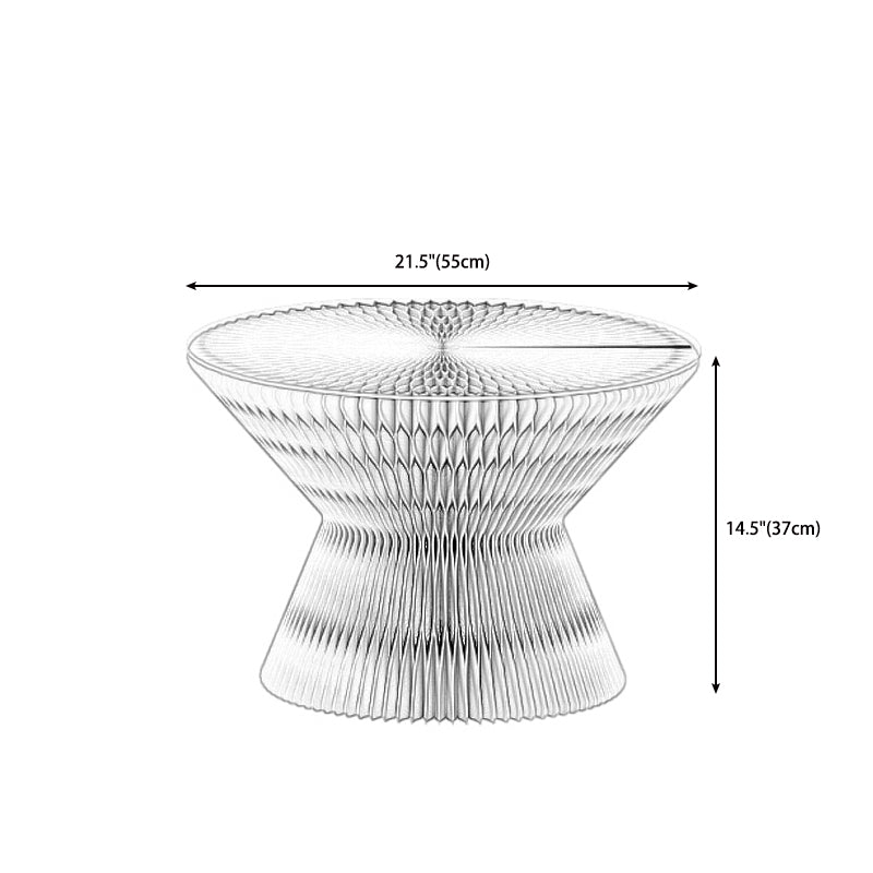 Contemporary Round Side Table, Antique Finish Top and Drum Base Side Table