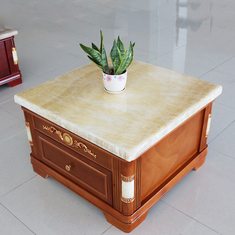 Square End Table with Drawer Traditional Sofa Side End Table for Living Room