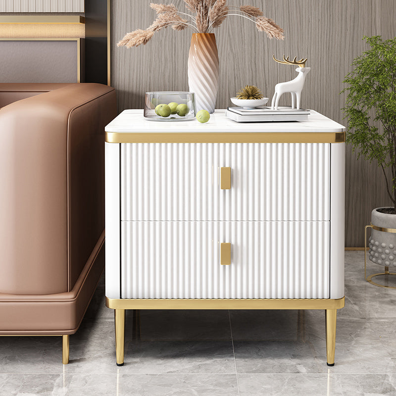 Gorgeous Wood Four-Leg Side Table with Two Drawers for Living Room