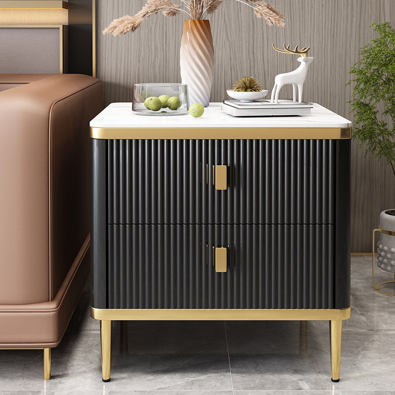 Gorgeous Wood Four-Leg Side Table with Two Drawers for Living Room