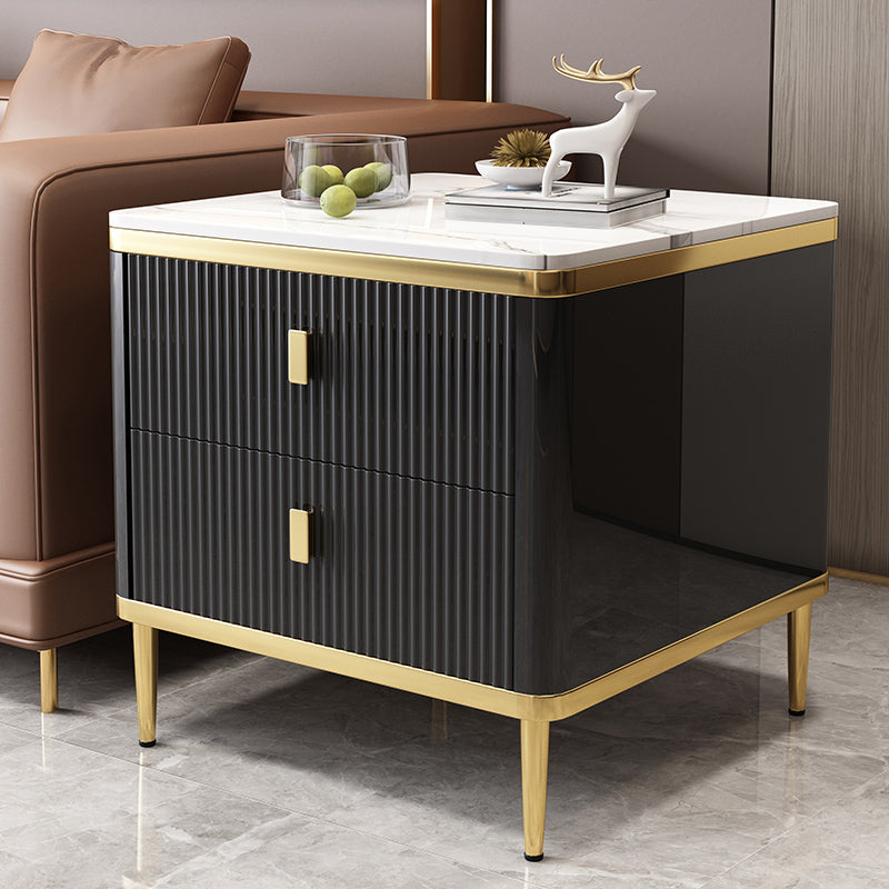 Gorgeous Wood Four-Leg Side Table with Two Drawers for Living Room