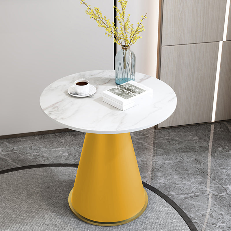 24" L X 24" W Modern Round Side Table with Metal Pedestal Leg