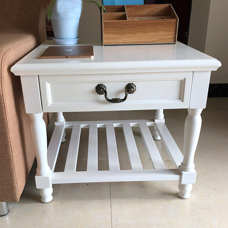 Traditional 4 Legs End Table Square Wood Top Side End Table for Living Room