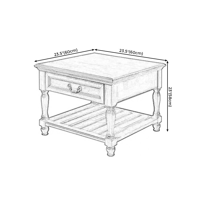 Traditional 4 Legs End Table Square Wood Top Side End Table for Living Room