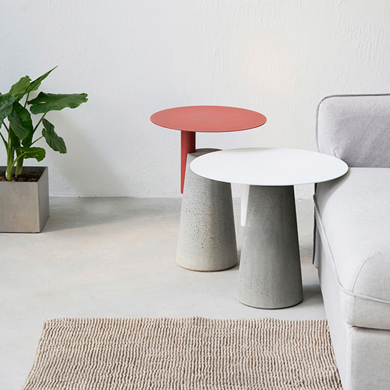 Scandinavian Living Room Metal End Table Concrete Pedestal Sofa Side Table