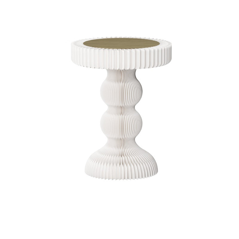 Modern Round Wood Pedestal Side Table without Drawer for Living Room