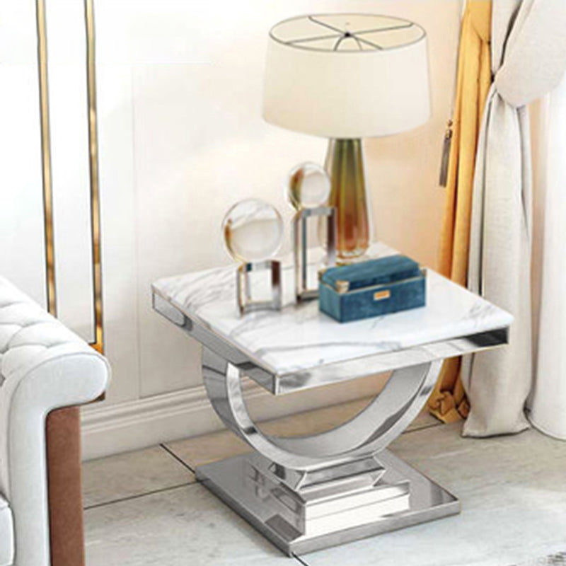24" L X 24" W X 22" H Clam Square Side Table Metal Pedestal Side Table