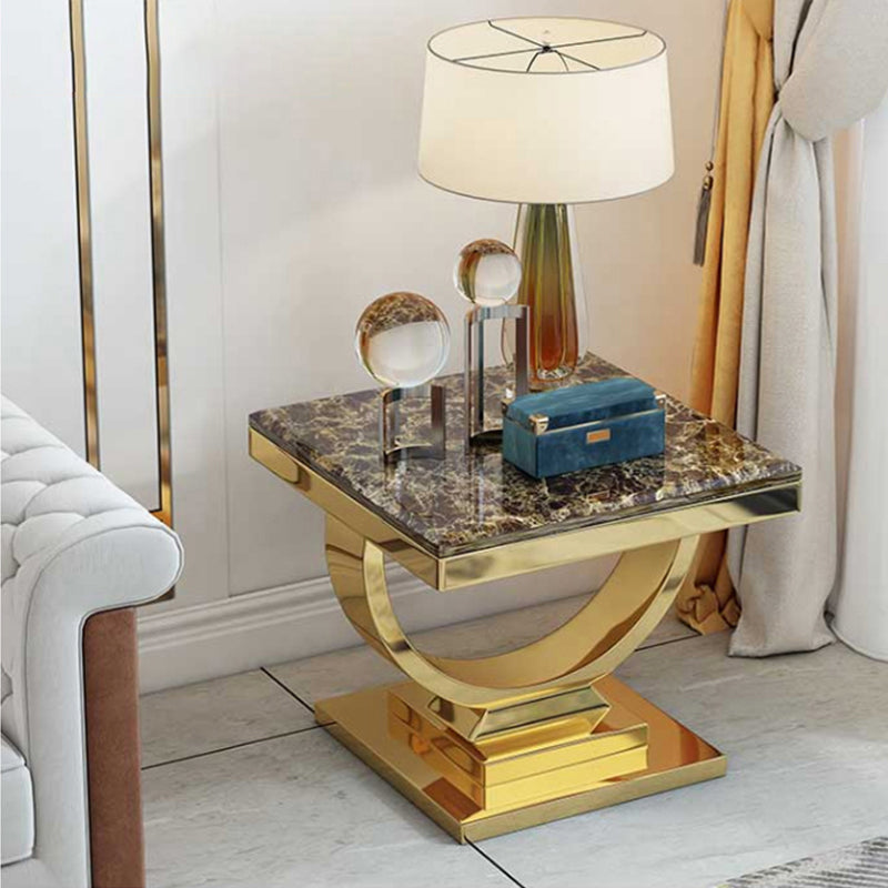 24" L X 24" W X 22" H Clam Square Side Table Metal Pedestal Side Table