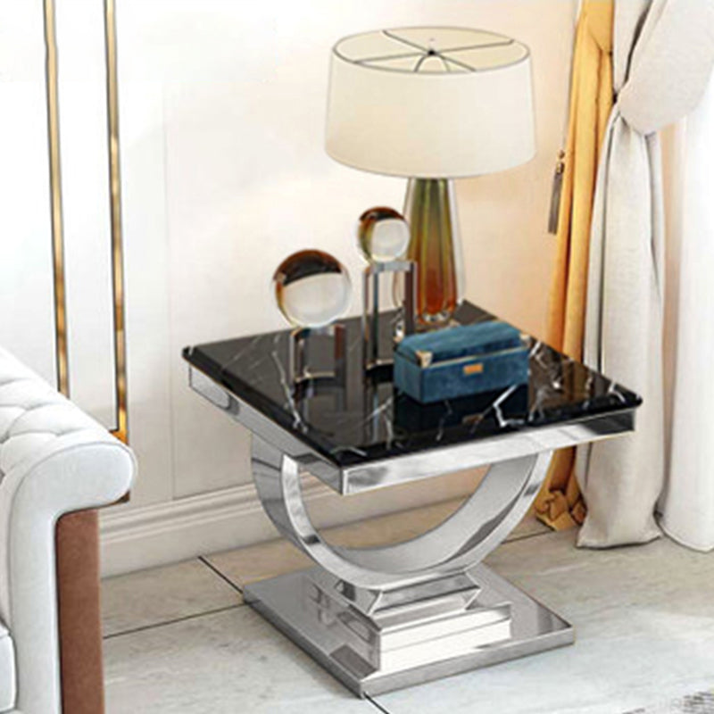 24" L X 24" W X 22" H Clam Square Side Table Metal Pedestal Side Table