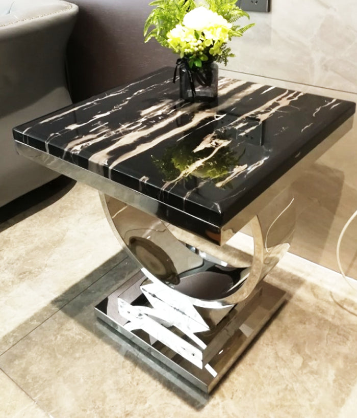 24" L X 24" W X 22" H Clam Square Side Table Metal Pedestal Side Table
