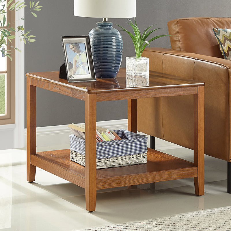 Farmhouse Living Room 4-Leg End Table One-Shelf Wooden Sofa End Table