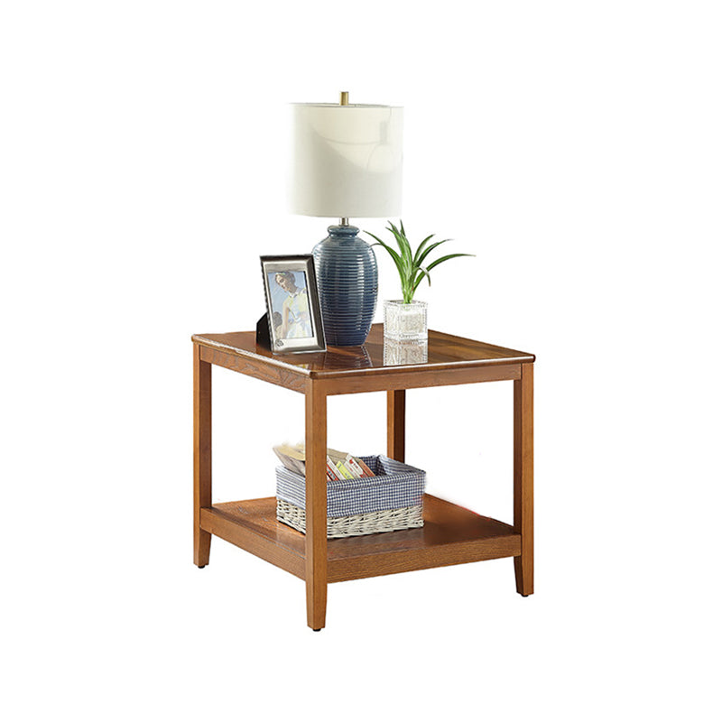 Farmhouse Living Room 4-Leg End Table One-Shelf Wooden Sofa End Table