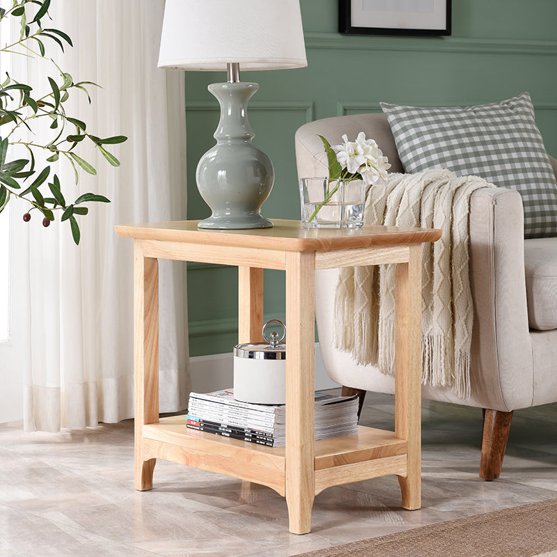 Country Wooden Table Top End Table One Shelf Side Table With Four Legs