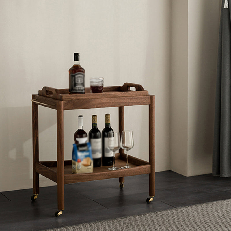 Rectangular Solid Wood Side Table Farmhouse 17" Wide Side Table with Wheels