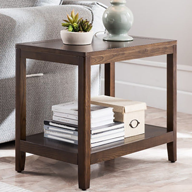 Ashwood Double Tier End Table Contemporary Rectangular Side Table for Living Room