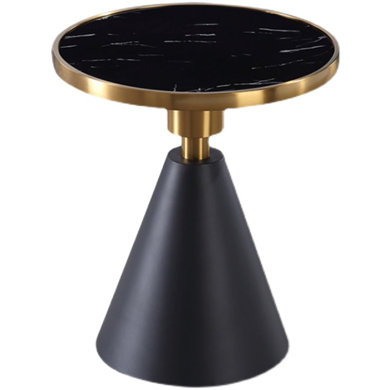 Glam Round Modern Block Side Table Sintered Stone Pedestal End Table