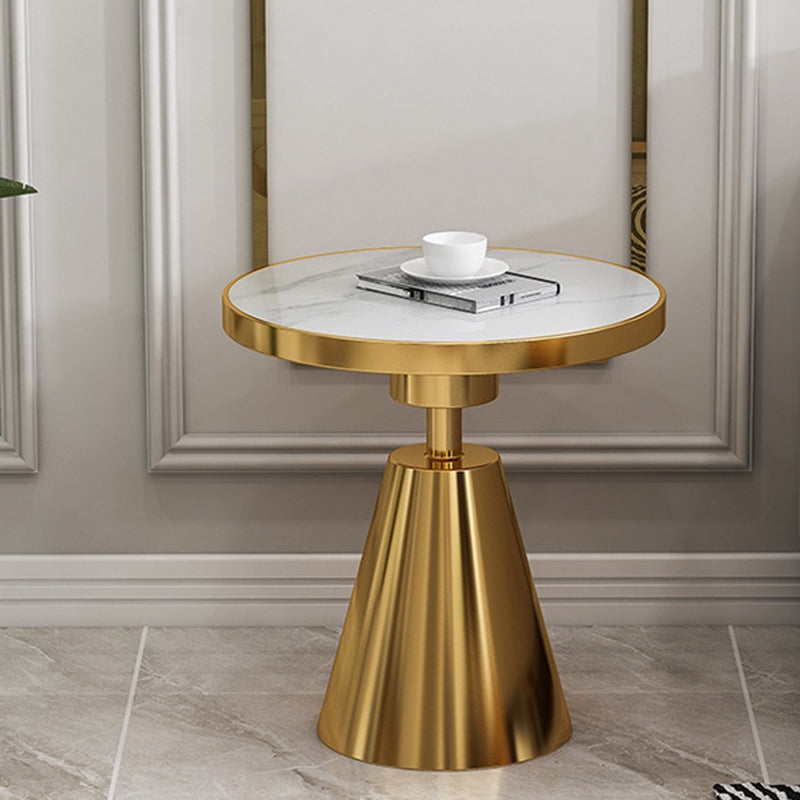 Glam Round Modern Block Side Table Sintered Stone Pedestal End Table